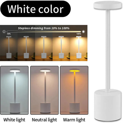 Classic Table Lamp USB Rechargeable Night Light Stepless Dimming Touch Desk Lamp 3 Colors Bedside Lamp Bar Hotel Decoration