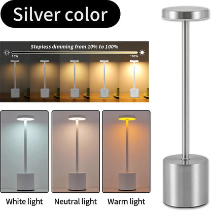 Classic Table Lamp USB Rechargeable Night Light Stepless Dimming Touch Desk Lamp 3 Colors Bedside Lamp Bar Hotel Decoration