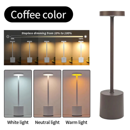 Classic Table Lamp USB Rechargeable Night Light Stepless Dimming Touch Desk Lamp 3 Colors Bedside Lamp Bar Hotel Decoration
