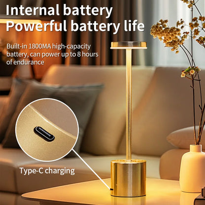 Classic Table Lamp USB Rechargeable Night Light Stepless Dimming Touch Desk Lamp 3 Colors Bedside Lamp Bar Hotel Decoration